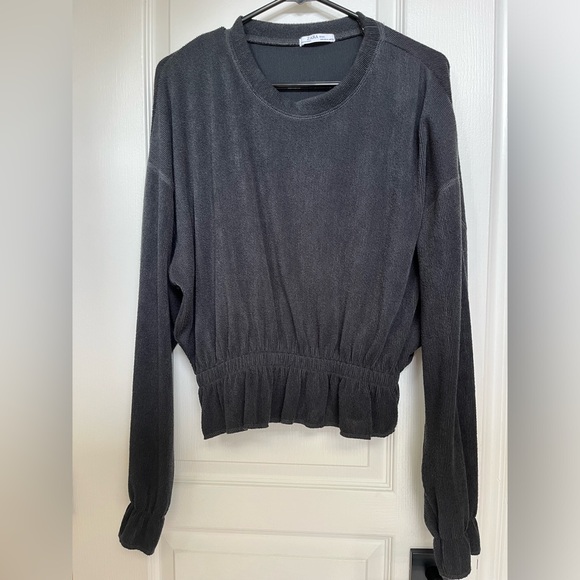 Zara textured lightweight knit/top-cinched elastic waist and cuffs, size M US. - Picture 8 of 10